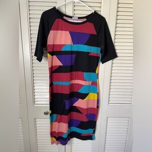 Lularoe Julia Dress Size M Multicolor Geometric Print
